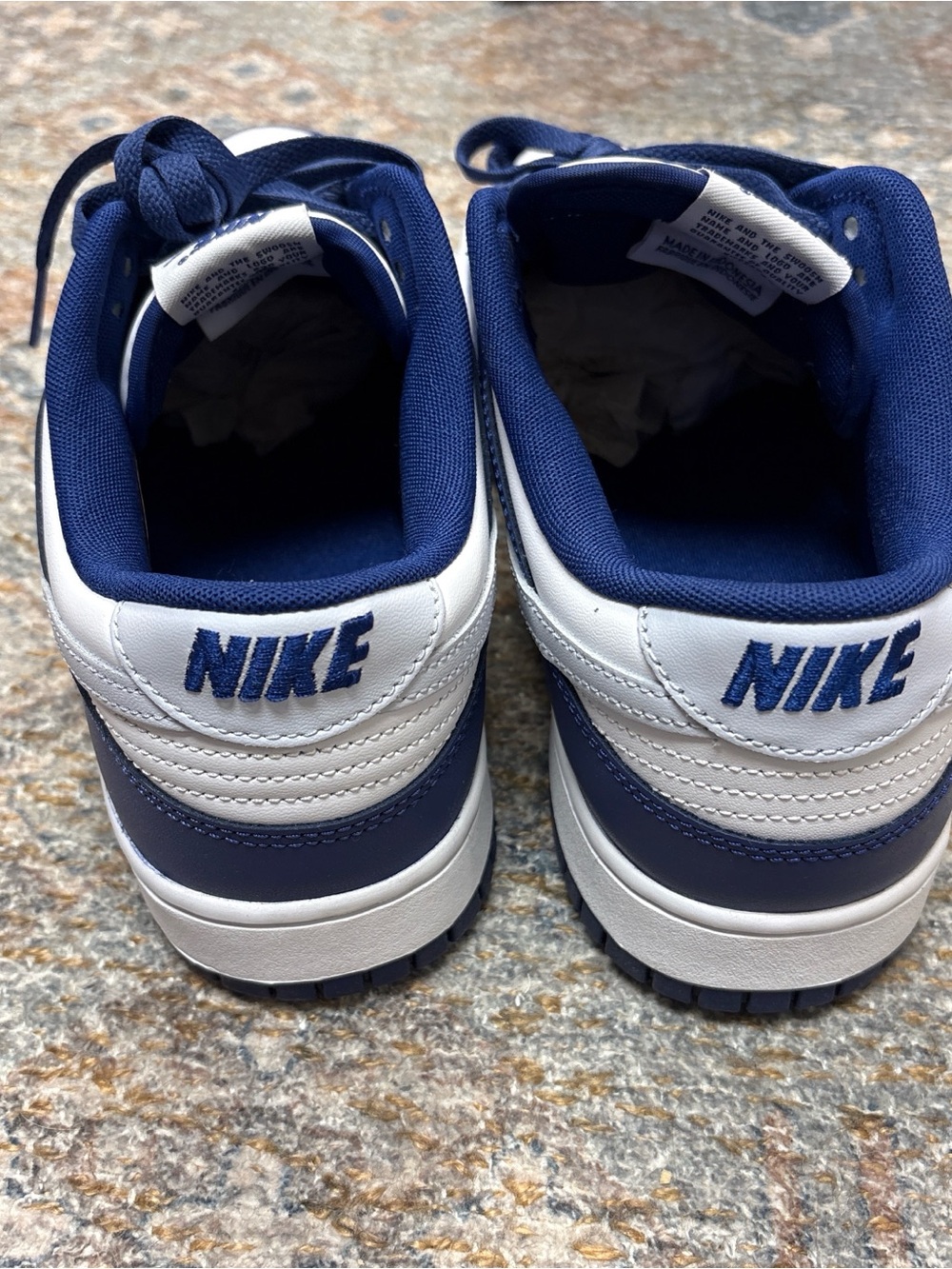 Nike Men’s Low-Top Sneakers - White & Navy Dunks - Picture 12 of 13